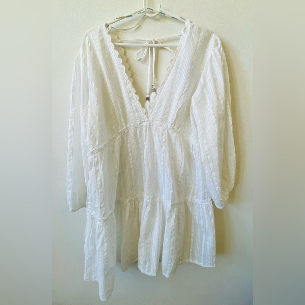 NWT Blue Island Beach white swimsuit coverup L